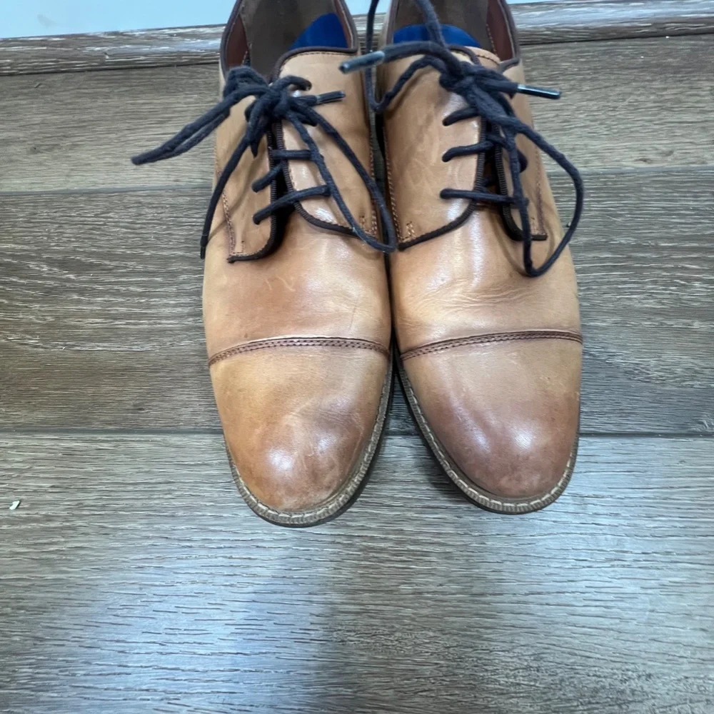 Vince Camuto Lamson Cap Toe Oxford Mens Dress Shoes Cognac 10.5 WIDE